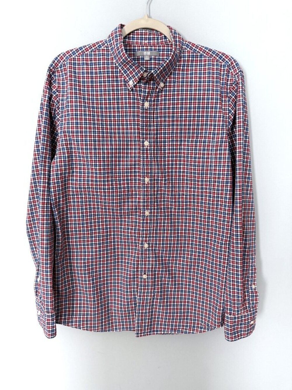 Men's Uniqlo Button Down Shirt (Red/Blue) M